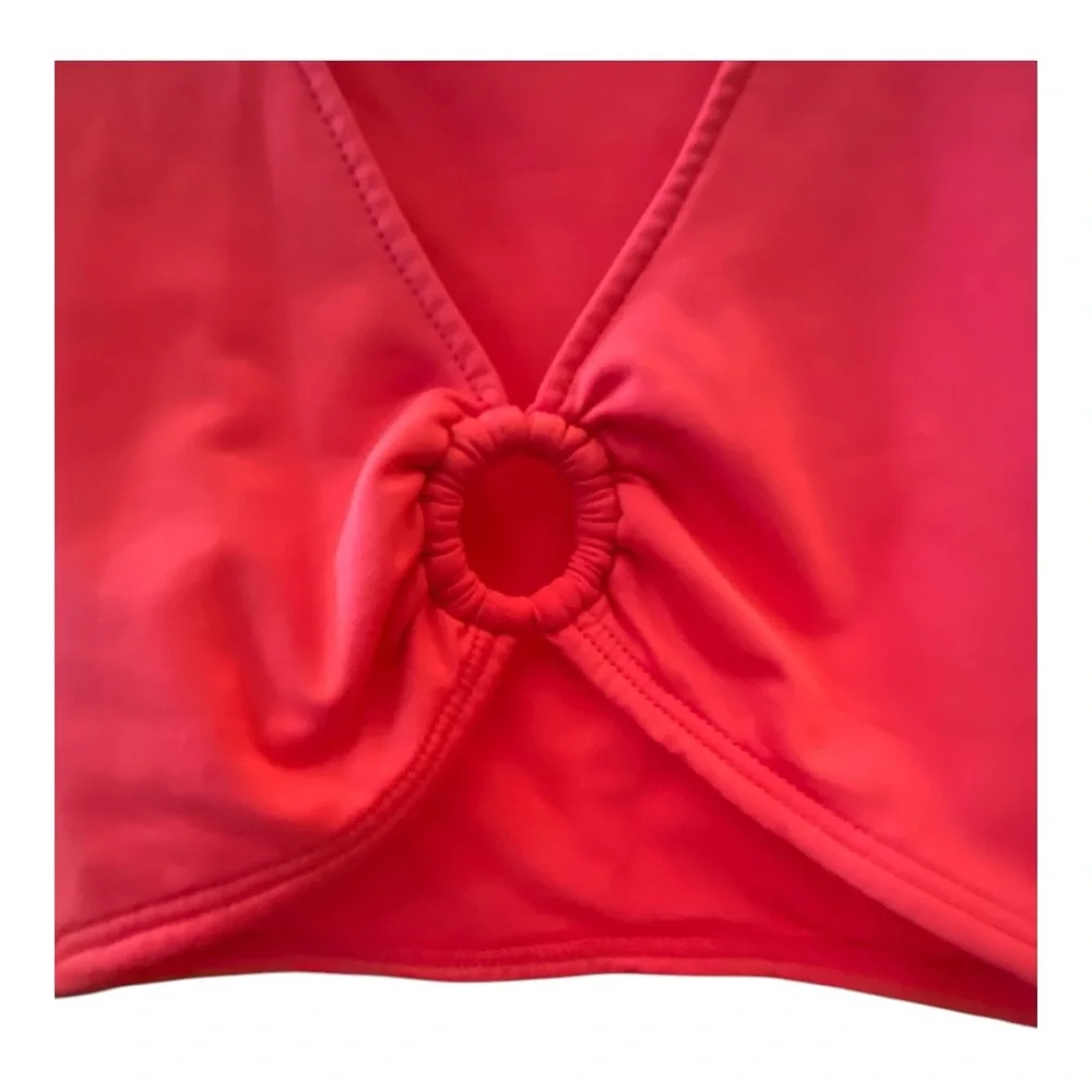 EVRI Red Crop Tie Front Tank Top